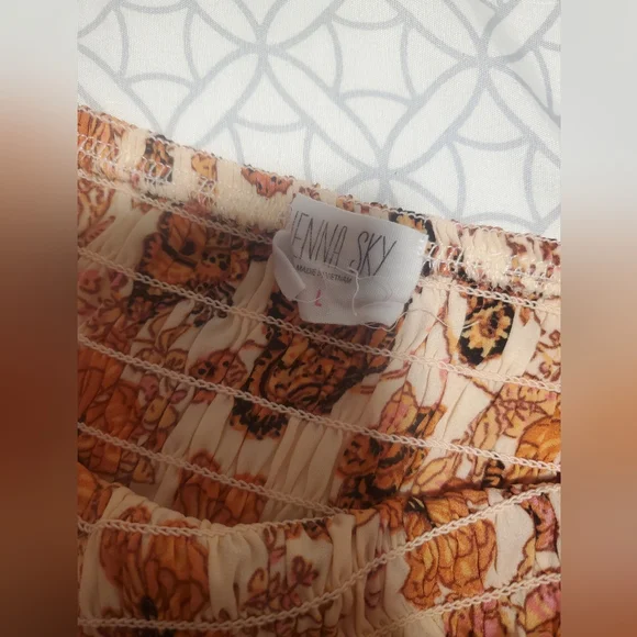 Floral Orange Women's Dress Off Shoulder - Picture 4 of 4